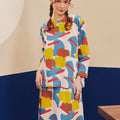 Women Pair Pockets Boxy Blouse Jellybean Print - Umbi