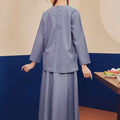 Women Pair Pockets Boxy Blouse Pigeon Blue - Umbi