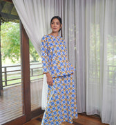 Women Pair Pockets Boxy Blouse Popcorn Print - Umbi