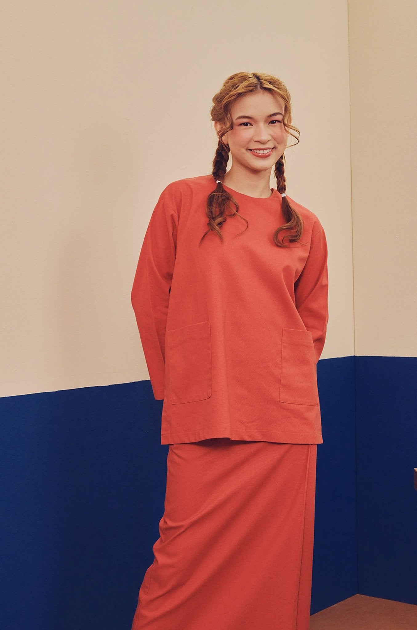Women Pair Pockets Boxy Blouse Terracotta - Umbi