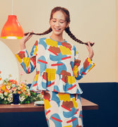 Women Petit Ruffle Blouse Jellybean Print - Umbi