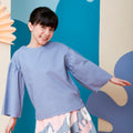 baju raya family sedondon girls flare blouse pigeon blue