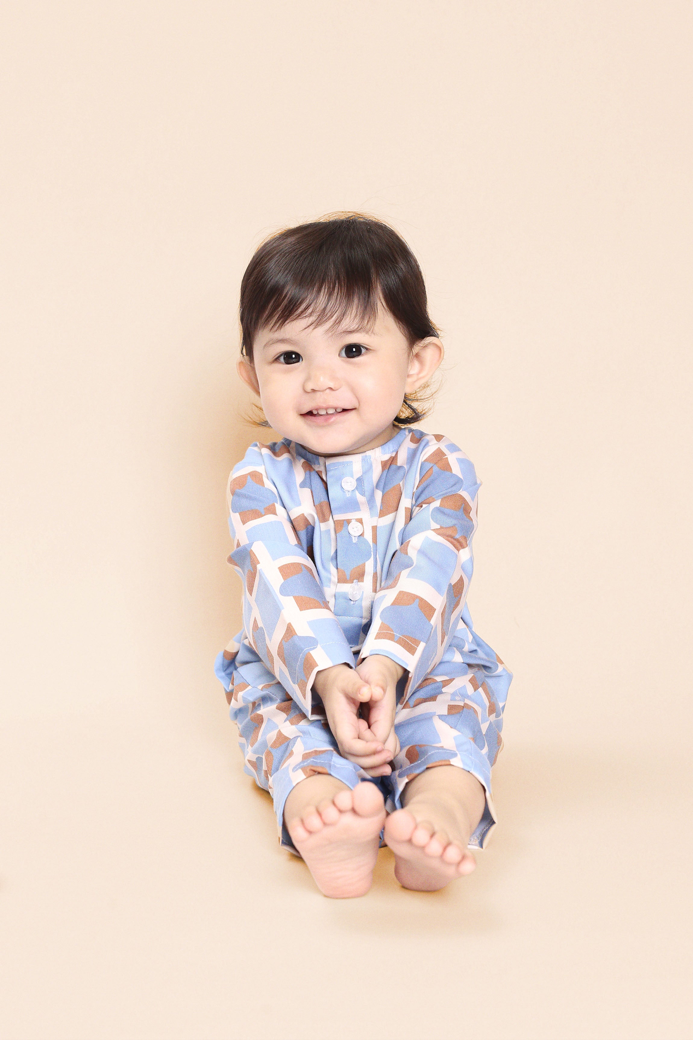 The Baby Jumpsuit Series Checked Blue Print