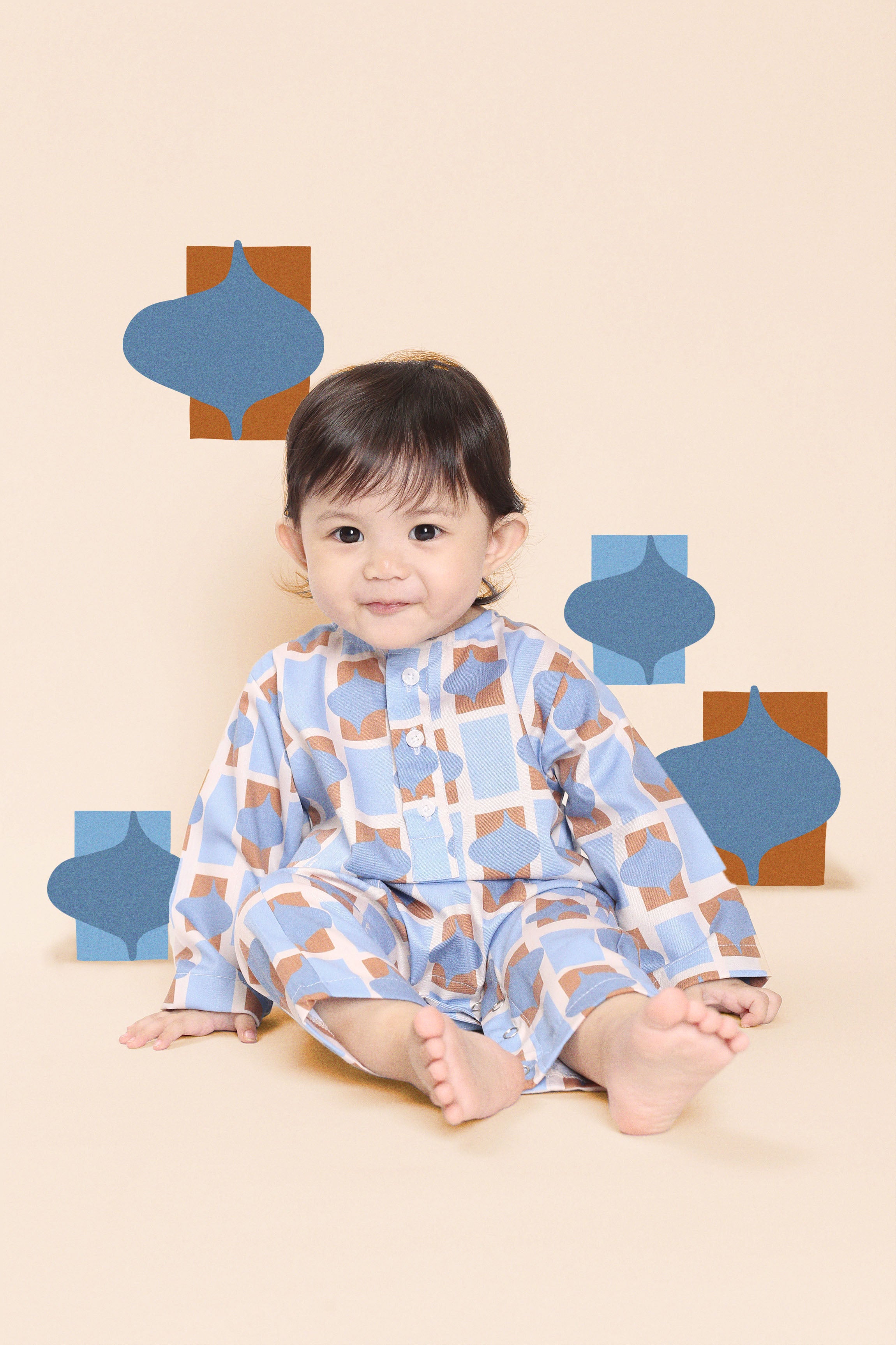 baby jumpsuit checked blue print