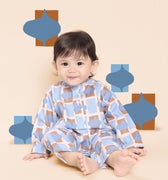 baby jumpsuit checked blue print