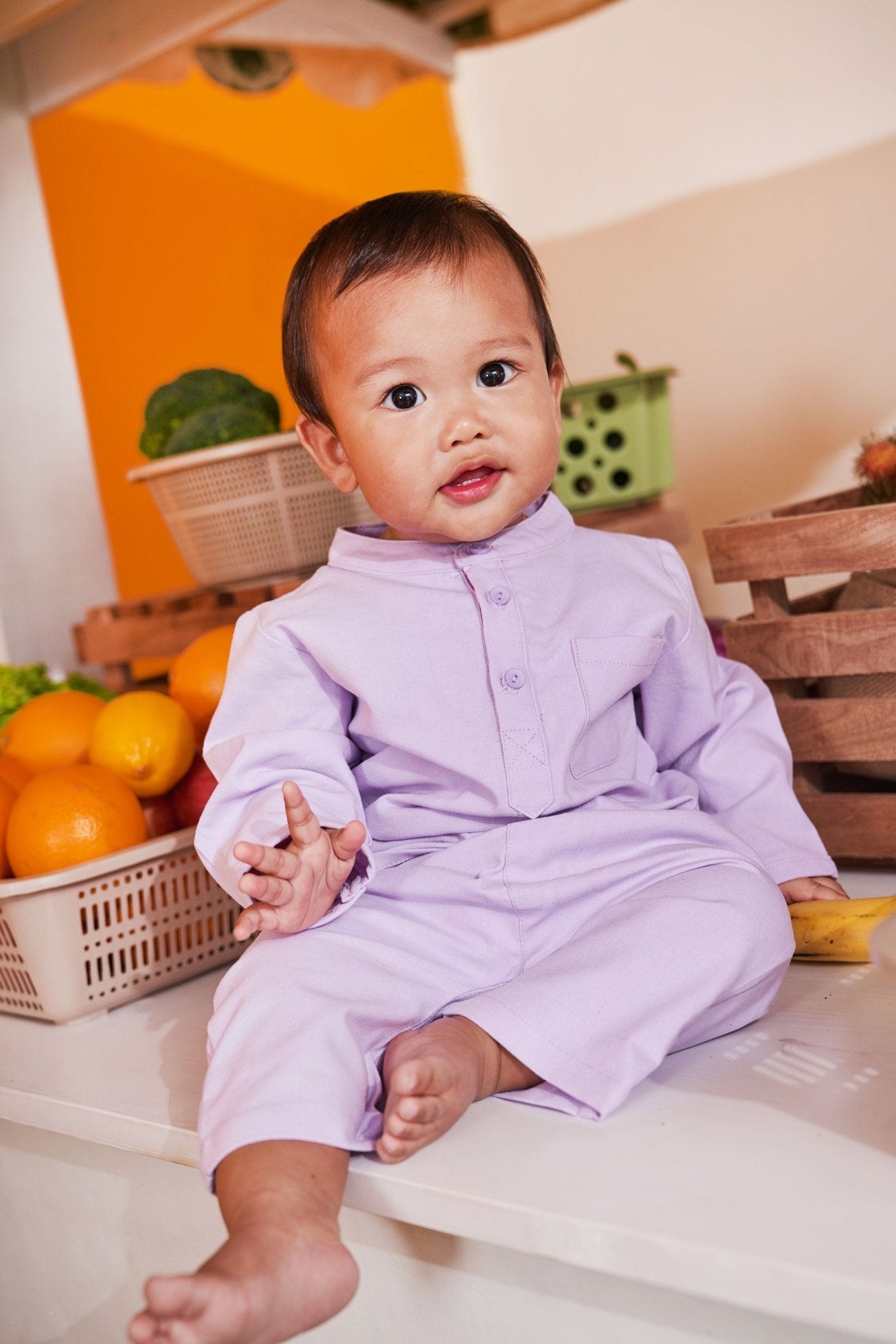 At The Market Collection Baby Baju Melayu Set Lilac - Umbi