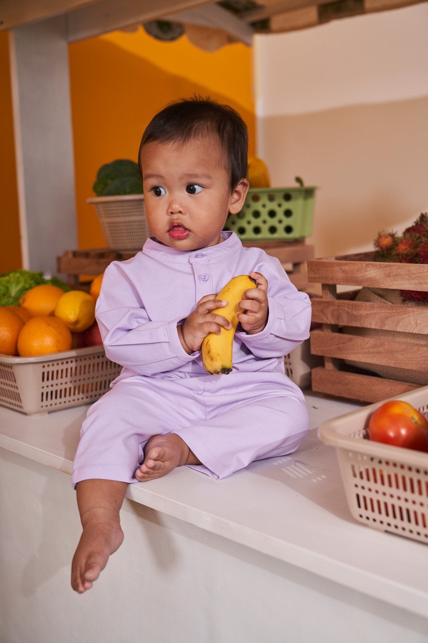 At The Market Collection Baby Baju Melayu Set Lilac - Umbi