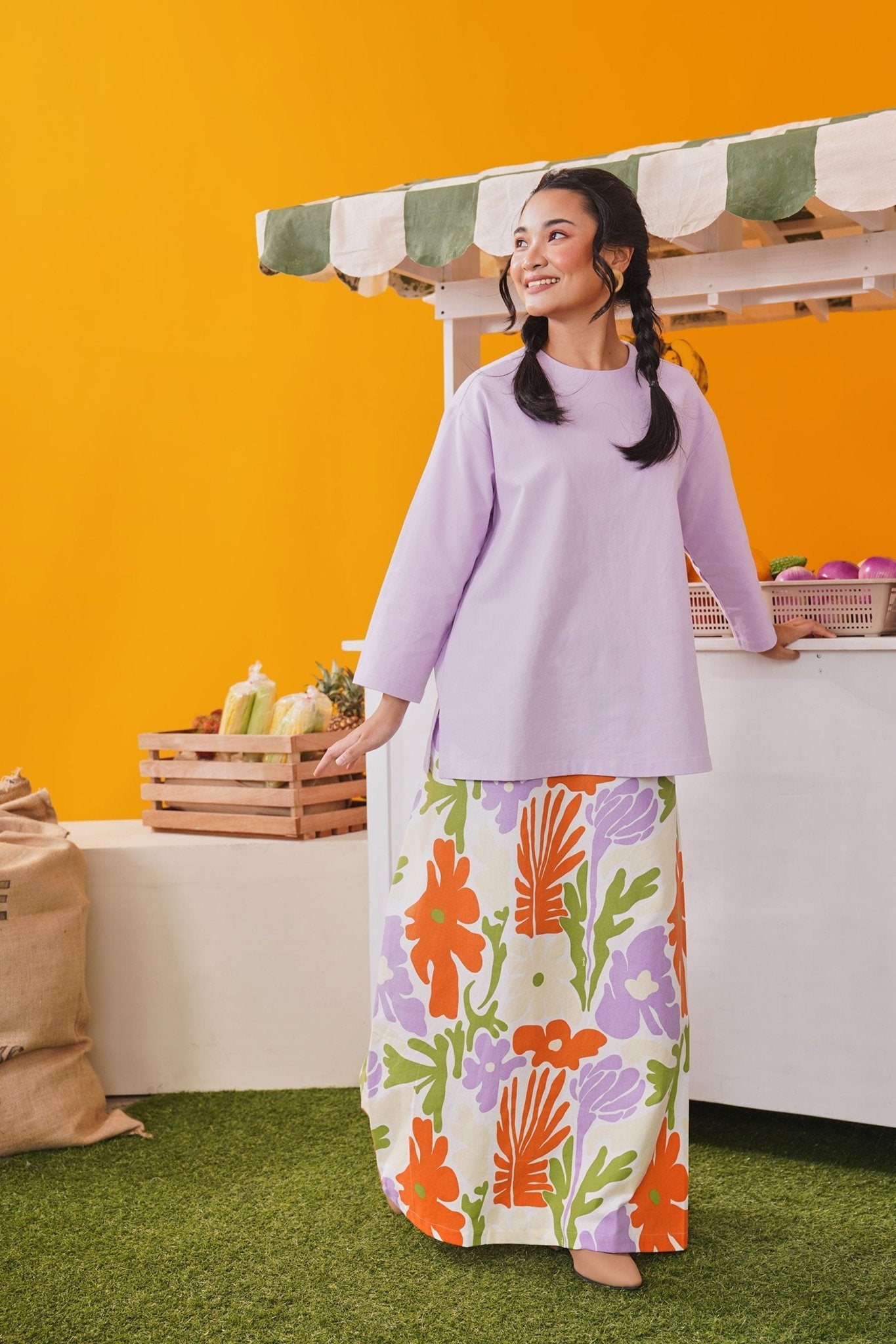 At The Market Collection Women Boxy Blouse Lilac - Umbi