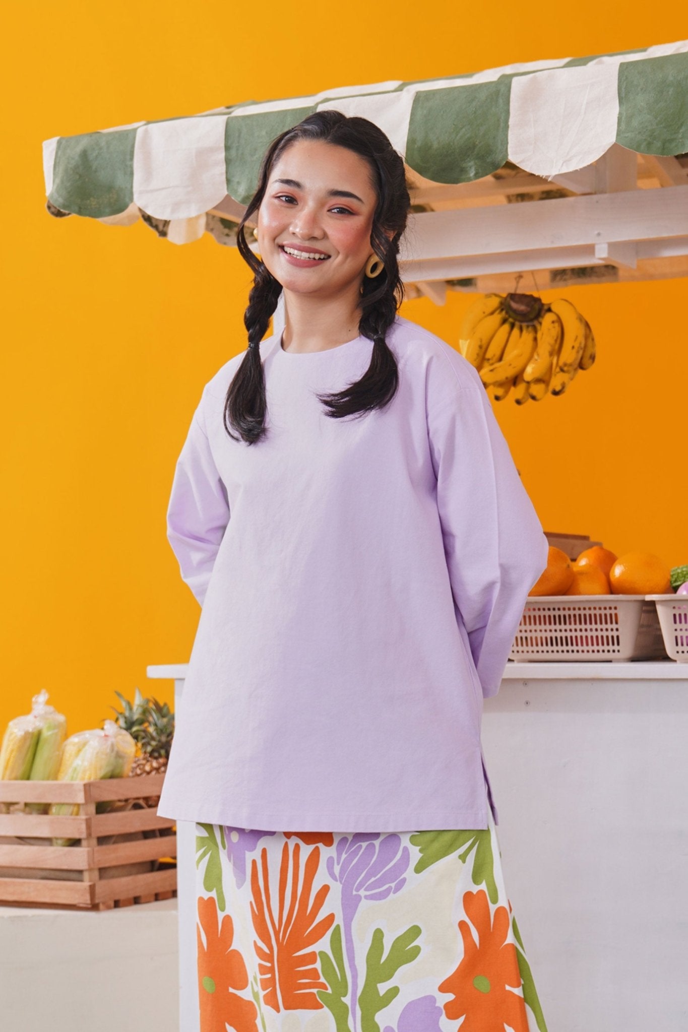 At The Market Collection Women Boxy Blouse Lilac - Umbi