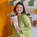 At The Market Collection Women Boxy Blouse Lime Green - Umbi