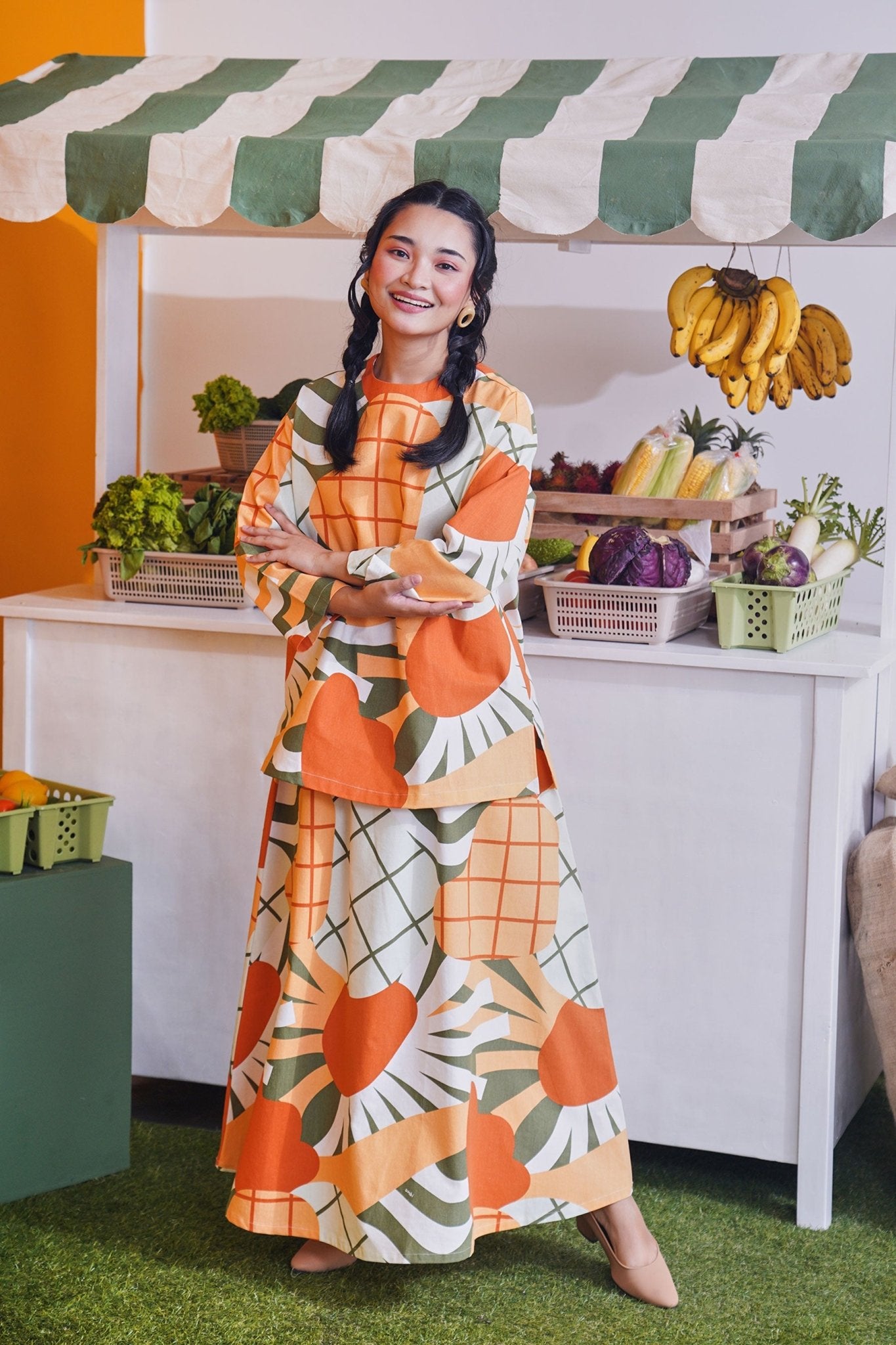At The Market Collection Women Boxy Blouse Sunflower Print - Umbi