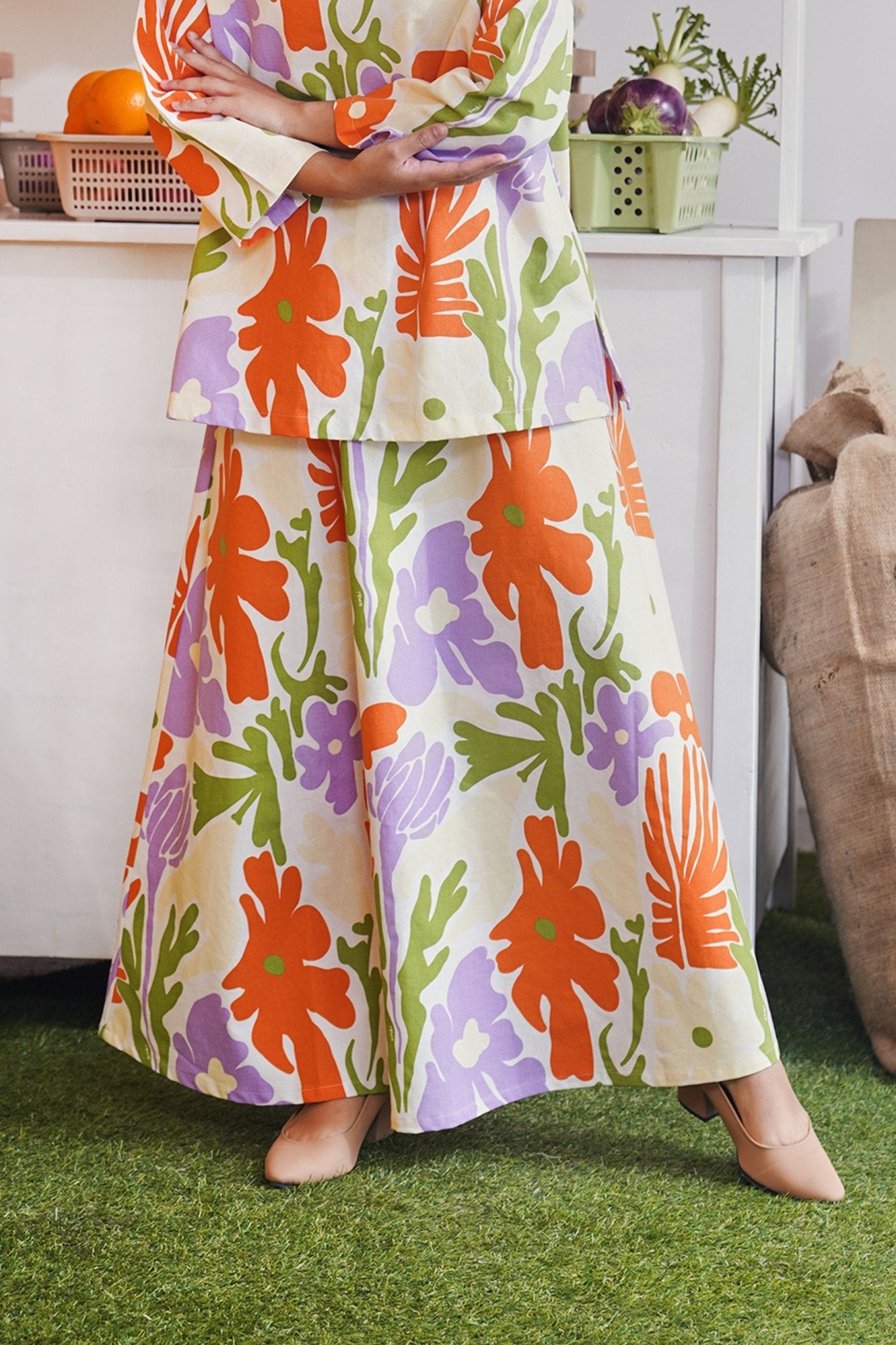 At The Market Collection Women Flare Skirt Fleur Print - Umbi