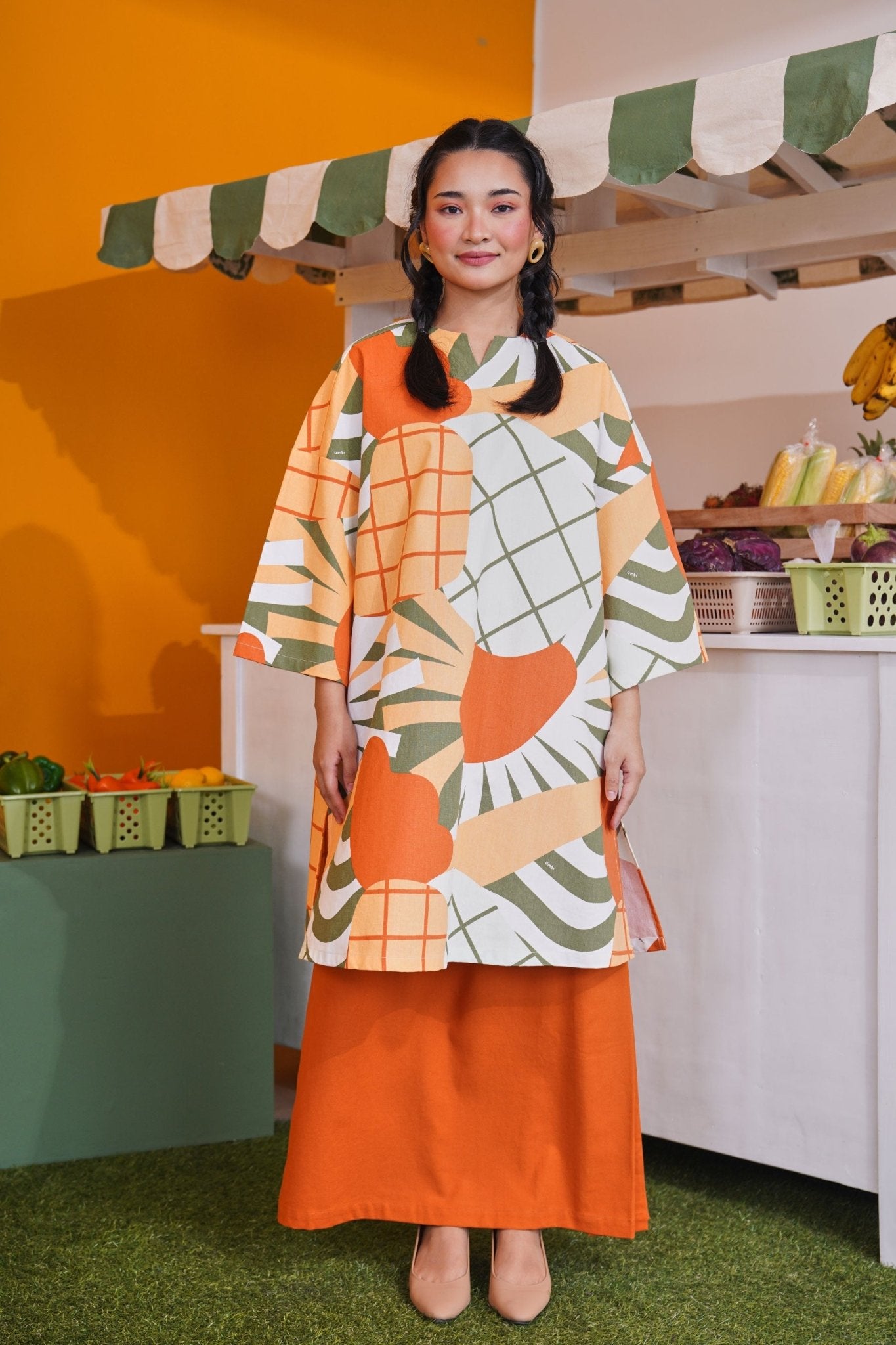 At The Market Collection Women Folded Skirt Orange - Umbi