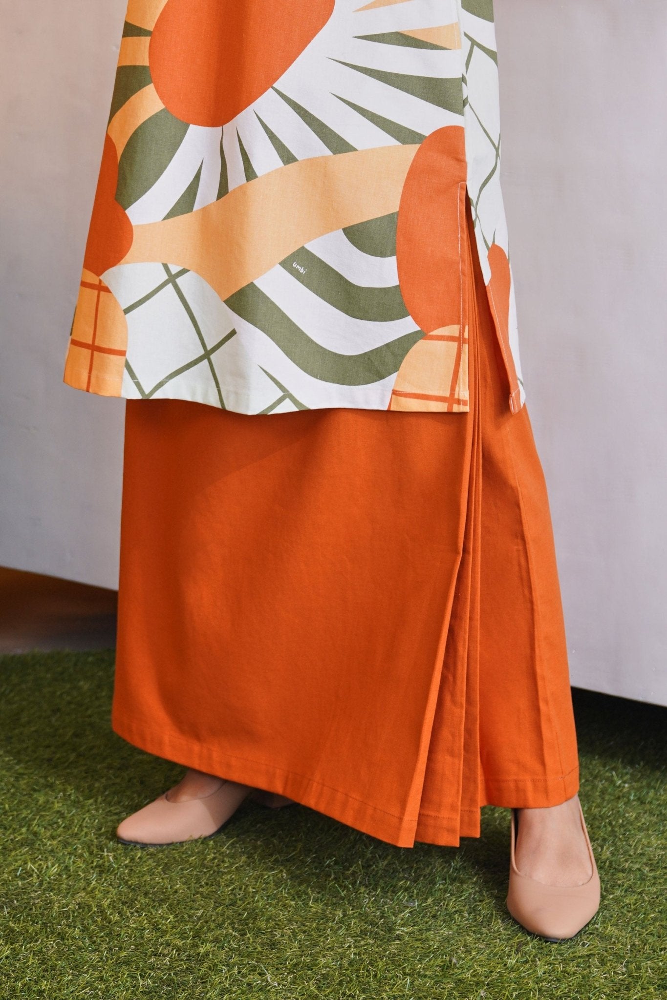 At The Market Collection Women Folded Skirt Orange - Umbi