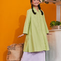At The Market Collection Women Long Kebaya Blouse Lime Green - Umbi