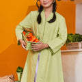 At The Market Collection Women Long Kebaya Blouse Lime Green - Umbi