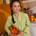 At The Market Collection Women Long Kebaya Blouse Lime Green - Umbi