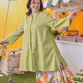 At The Market Collection Women Long Kebaya Blouse Lime Green - Umbi