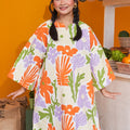 At The Market Collection Women Long Kurung Blouse Fleur Print - Umbi
