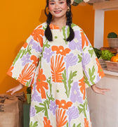 At The Market Collection Women Long Kurung Blouse Fleur Print - Umbi
