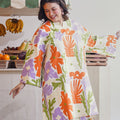 At The Market Collection Women Long Kurung Blouse Fleur Print - Umbi