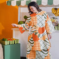 At The Market Collection Women Long Kurung Blouse Sunflower Print - Umbi
