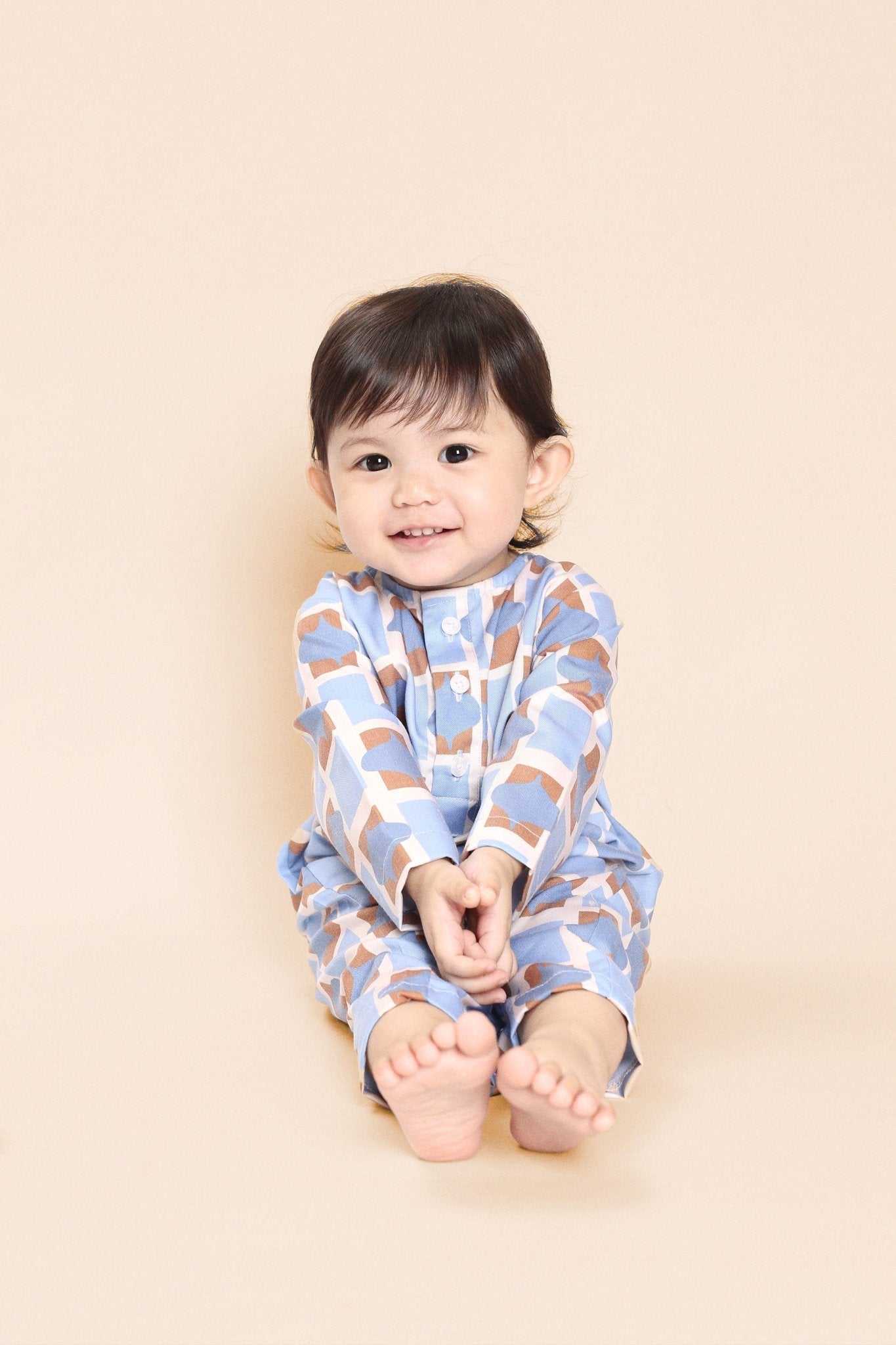 The Baby Jumpsuit Series Checked Blue Print - Umbi