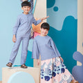 The Coral Baju Melayu Top Pigeon Blue - Umbi