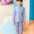 The Coral Baju Melayu Top Pigeon Blue - Umbi