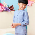 The Coral Baju Melayu Top Pigeon Blue - Umbi