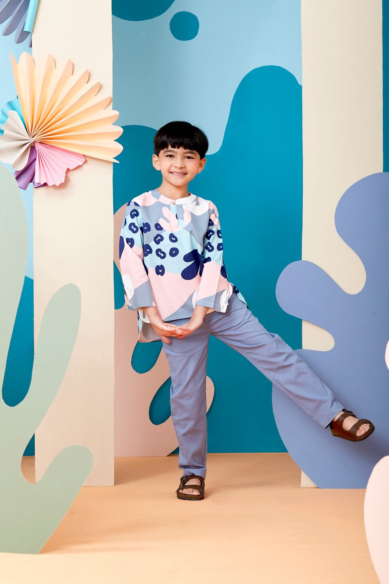 The Coral Fitted Pants Pigeon Blue - Umbi