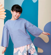 The Coral Flare Blouse Pigeon Blue - Umbi
