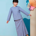 The Coral Kurung Top Pigeon Blue - Umbi