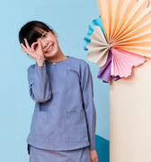 The Coral Kurung Top Pigeon Blue - Umbi