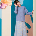 The Coral Kurung Top Pigeon Blue - Umbi
