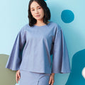 The Coral Women Flare Blouse Pigeon Blue - Umbi