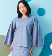 The Coral Women Flare Blouse Pigeon Blue - Umbi