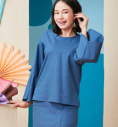 The Coral Women Flare Blouse Steel Blue - Umbi